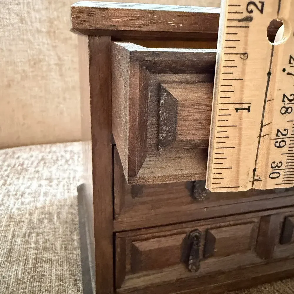 Wooden MUSICAL Jewelry Box MELE Japan Jewel Case 3 Velvet Lined Drawers Vintage